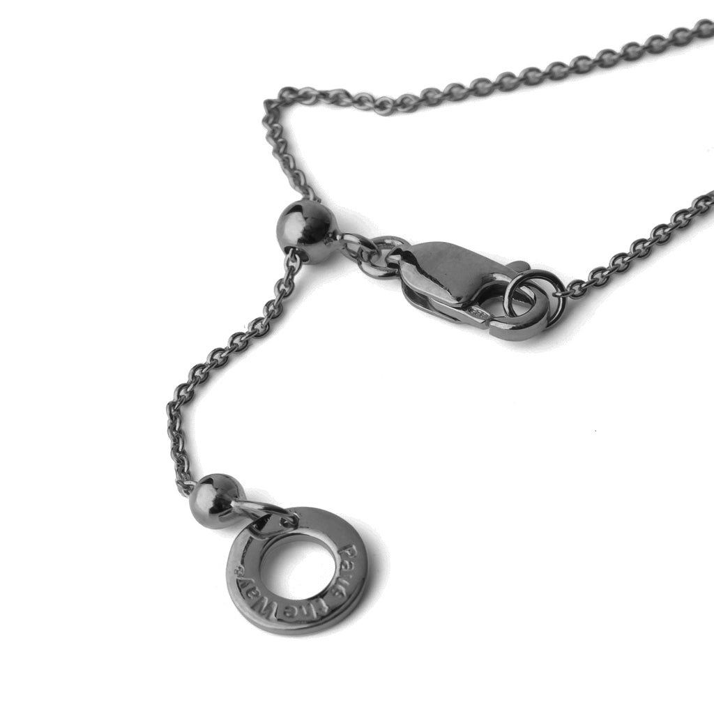 Adjustable, black rhodium necklace with Pavé The Way® token