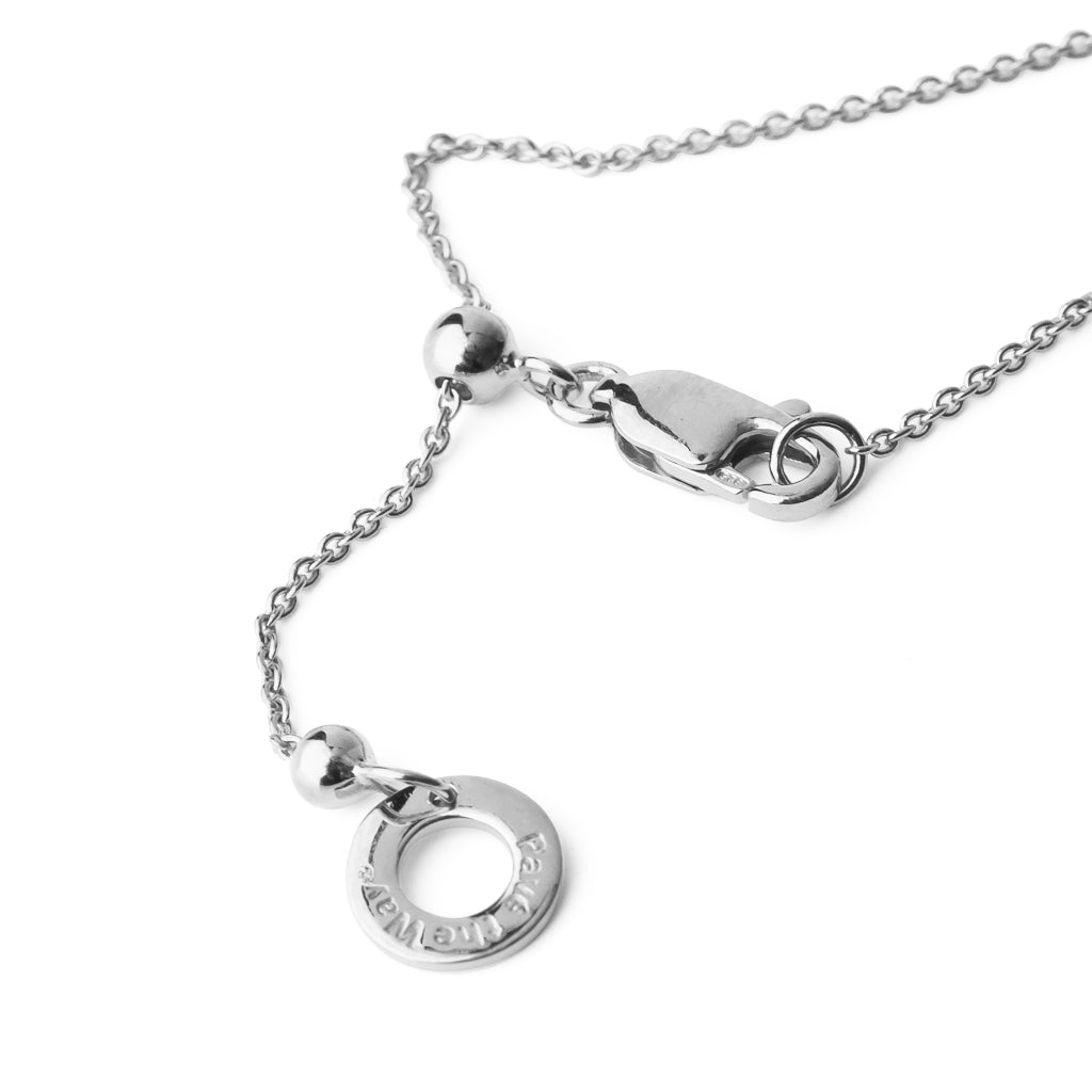 Adjustable, sterling silver necklace with Pavé The Way® token