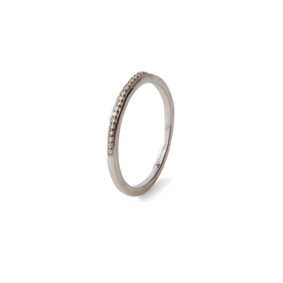 Silver diamond stackable band by Pavé The Way® Jewelry