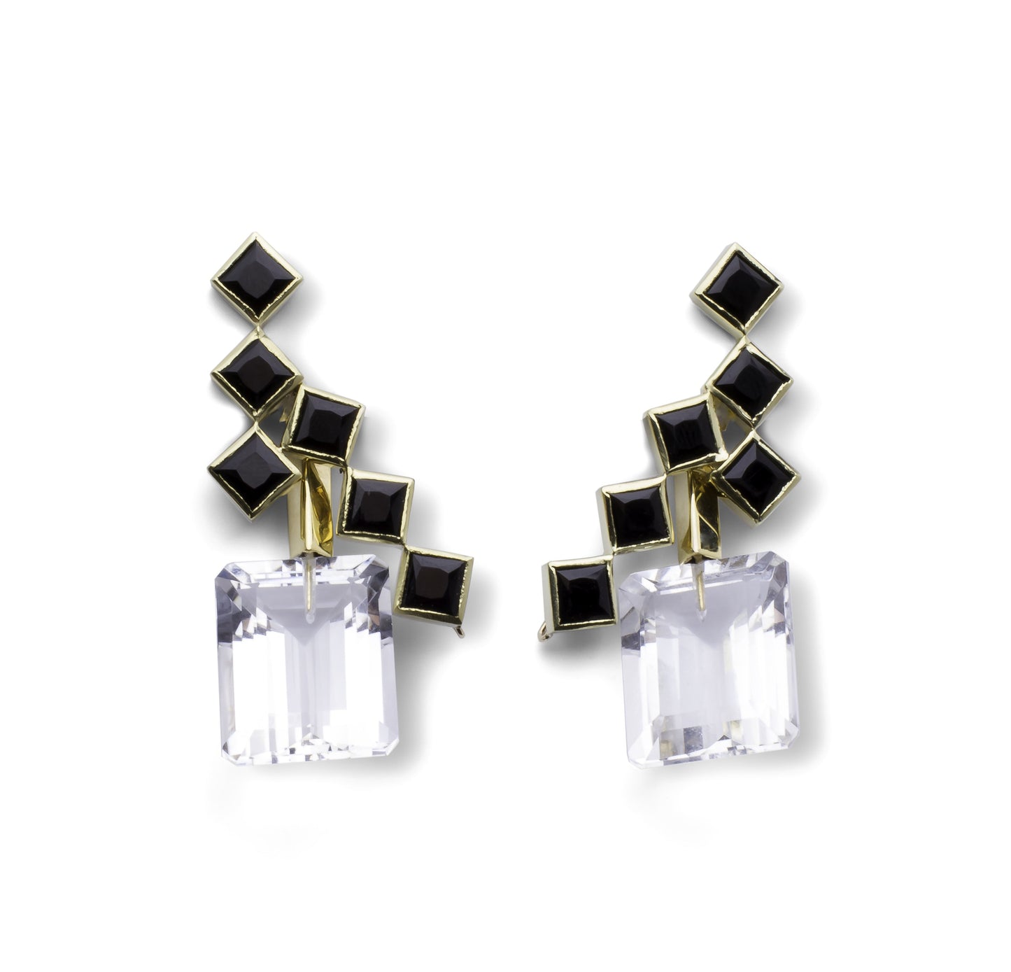Black Onyx 57th Street Earrings with White Topaz Drops