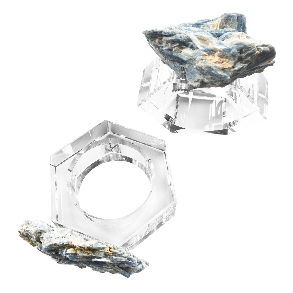 Load image into Gallery viewer, 4 Piece Kyanite &amp;amp; Crystal Napkin Ring Set
