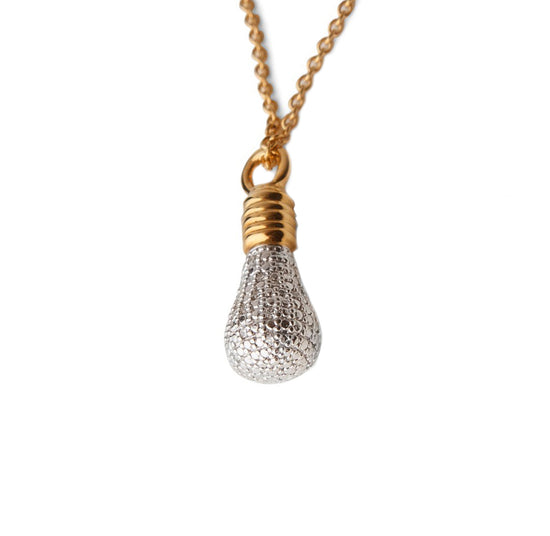 Genius! gold-plated Light Bulb necklace by Pavé The Way® Jewelry
