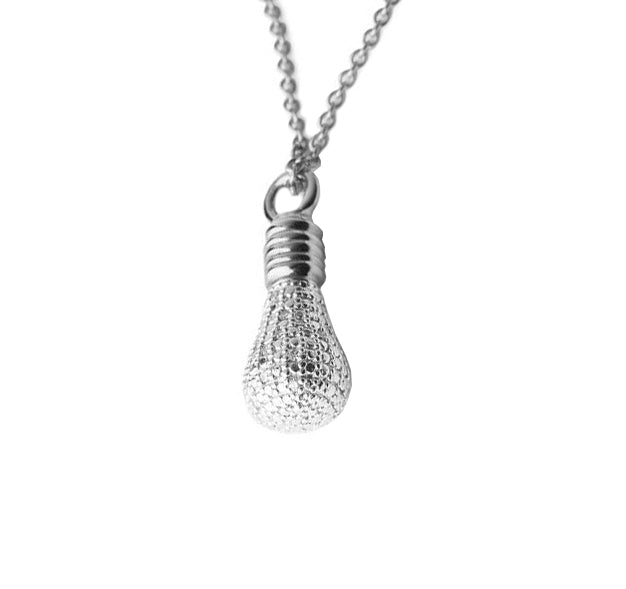Genius! sterling silver Light Bulb necklace by Pavé The Way® Jewelry