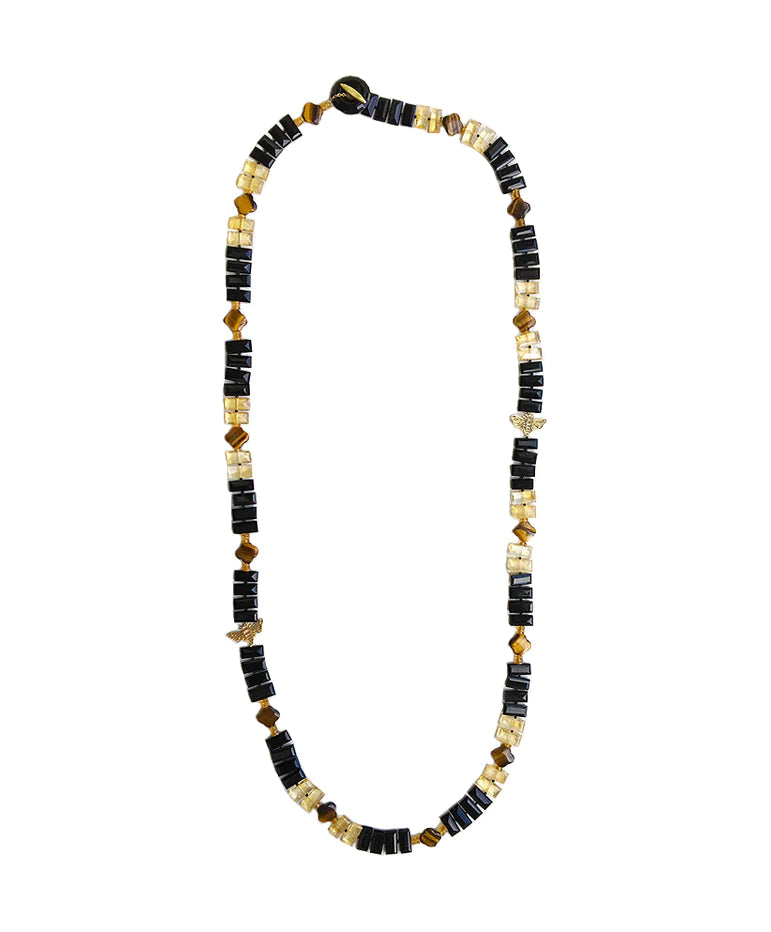 Tiger&#39;s Eye &amp; Citrine Piano Key Necklace