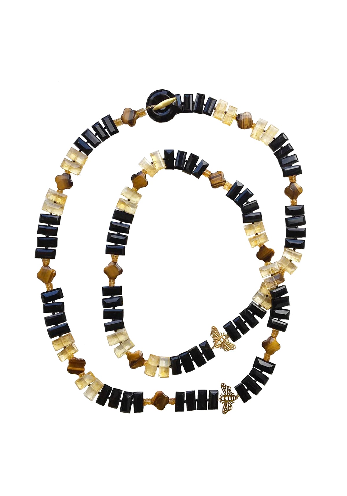 Tiger&#39;s Eye &amp; Citrine Piano Key Necklace