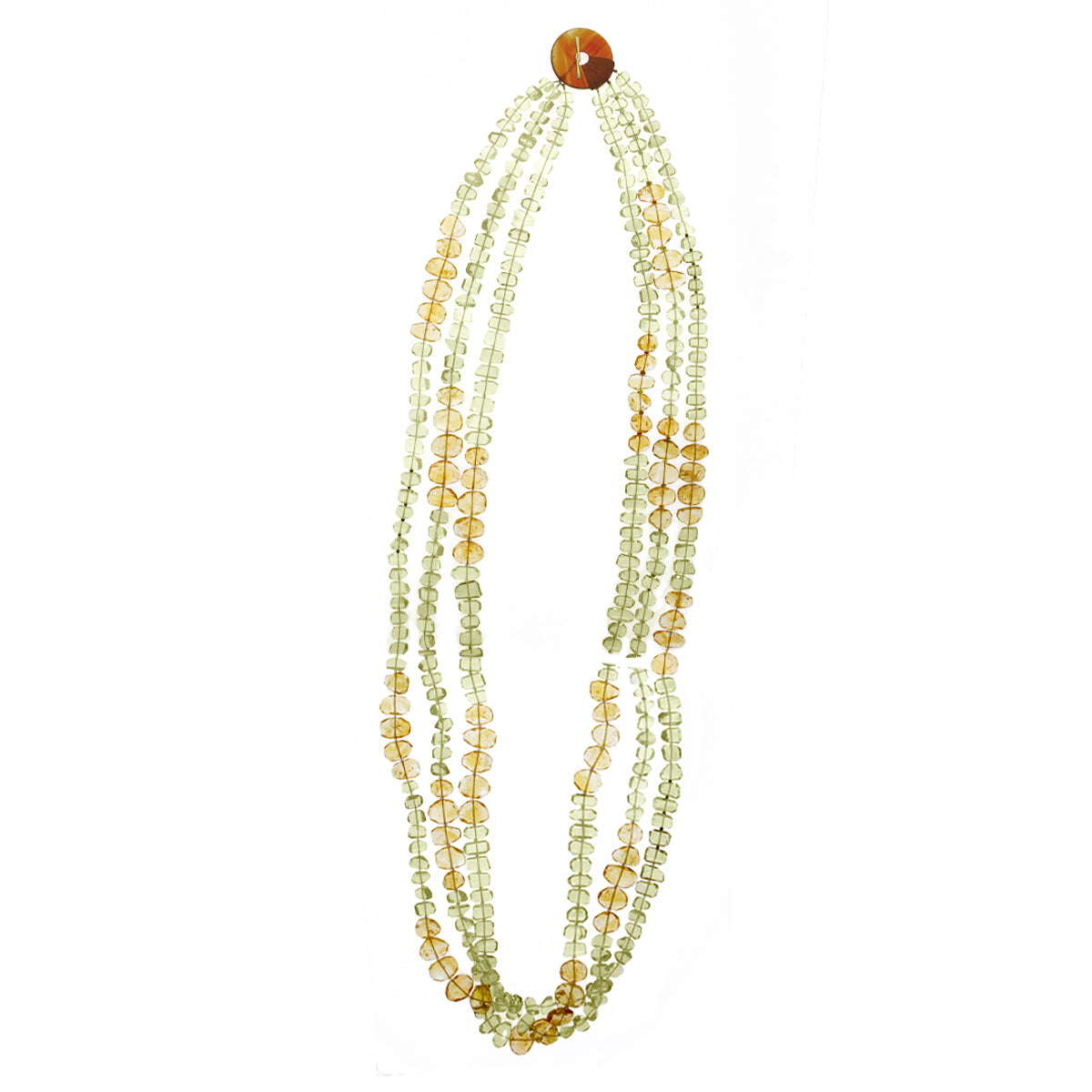 3-Strand Citrine &amp; Lemon Quartz Thumbprint Necklace