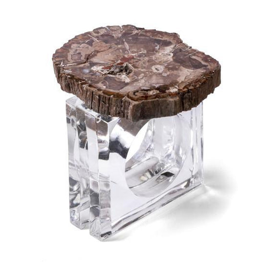 4 Piece Petrified Wood Napkin Ring Set