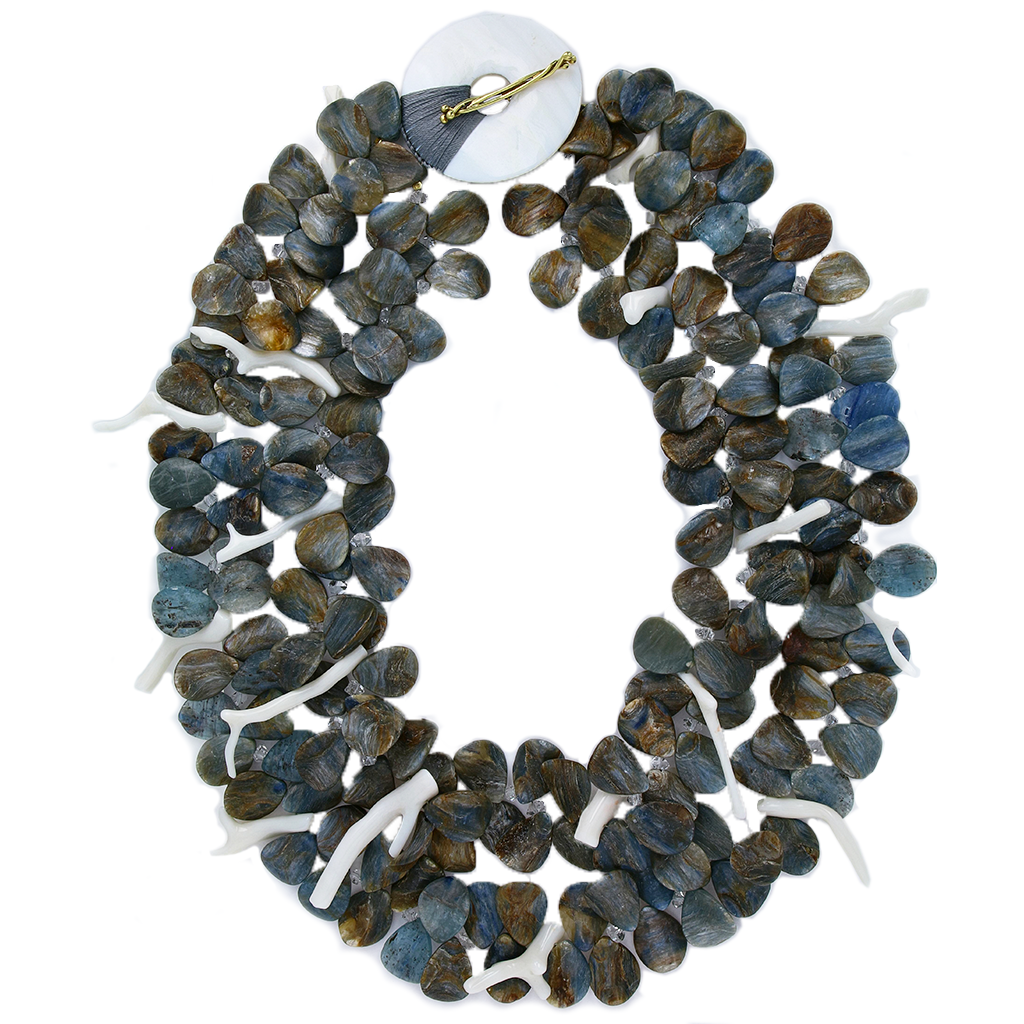 Coral &amp; Kyanite Petal Necklace