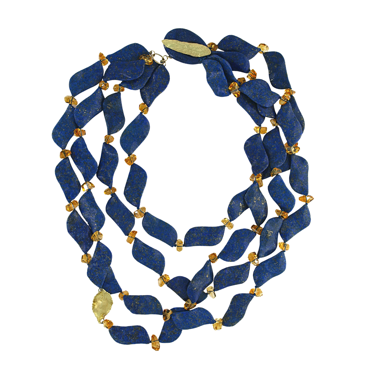 4-Strand Lapis Leaf Necklace