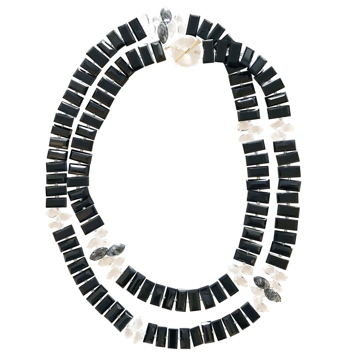 Load image into Gallery viewer, Tourmalated Quartz Piano Key Necklace
