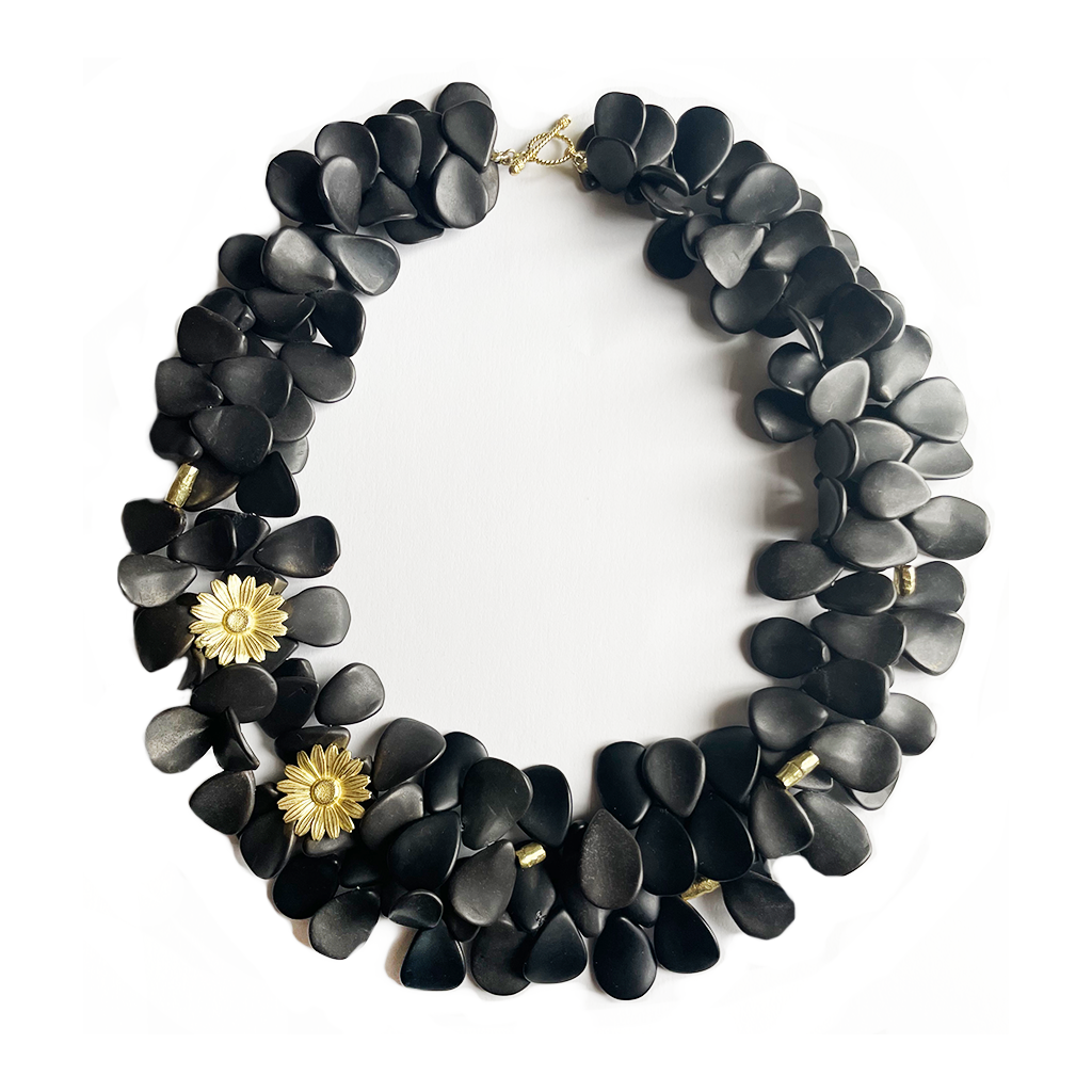 Black Onyx Daisy Petal Necklace