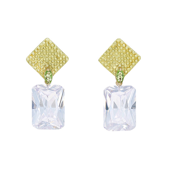 Golden Grid Earrings with Detachable Drops