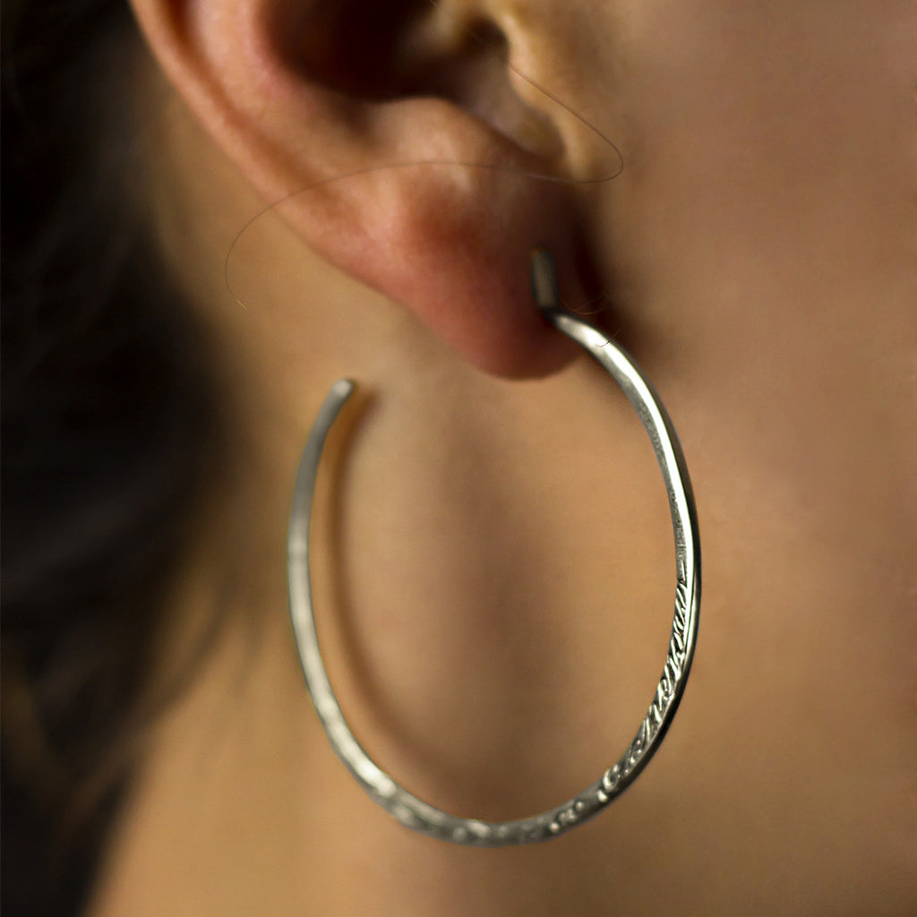 Sterling Message Hoop Earrings