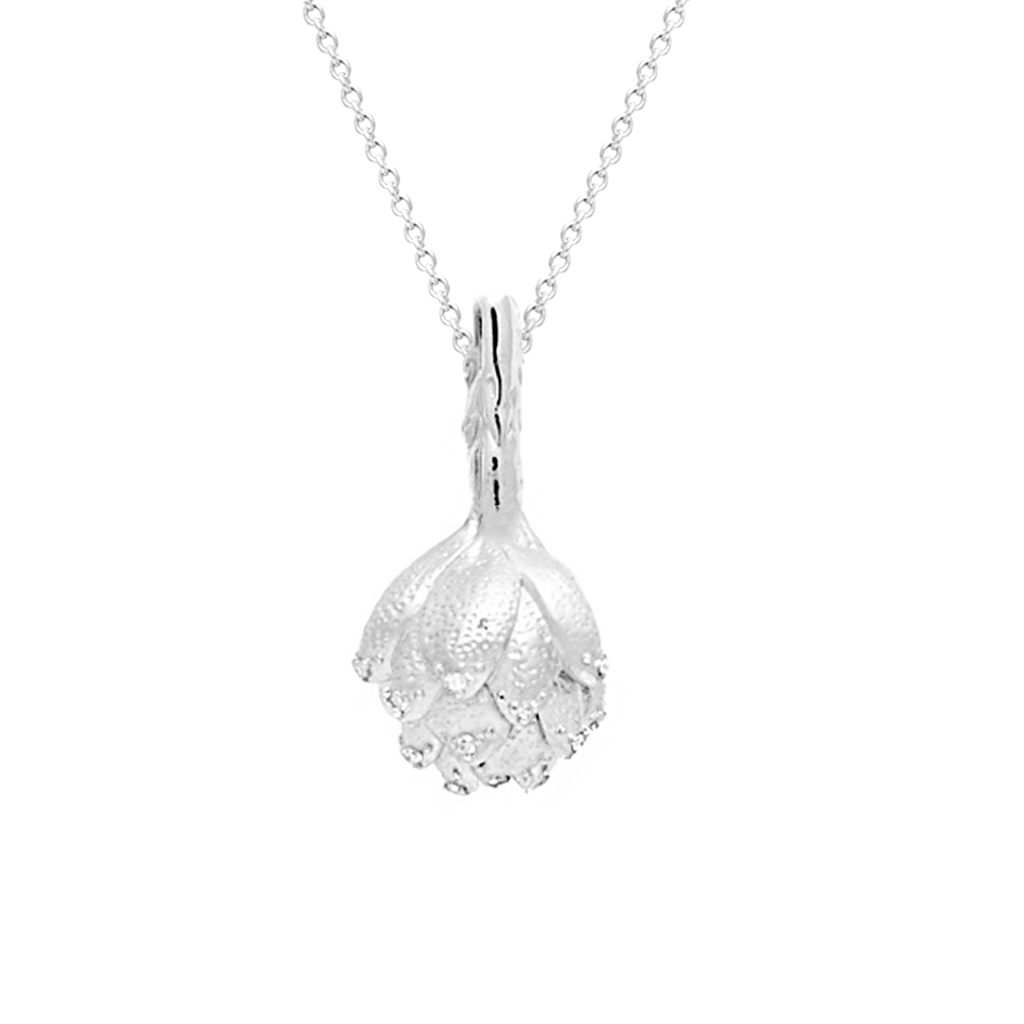 Get To The Heart Of The Matter sterling silver Artichoke necklace by Pavé The Way® Jewelry