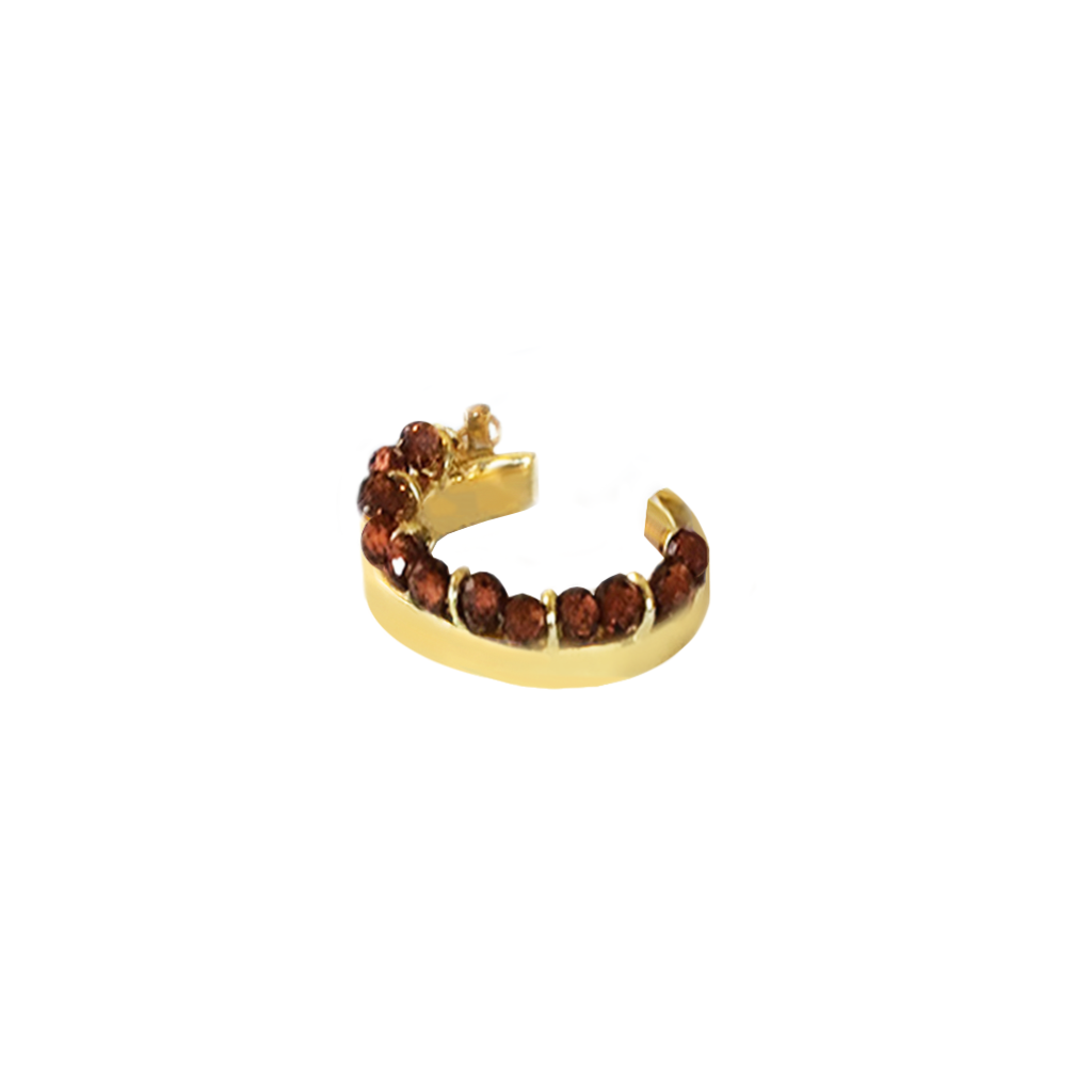 Garnet Band Of Stone gold-plated Midi Ring Ear Cuff by Pavé The Way® Jewelry