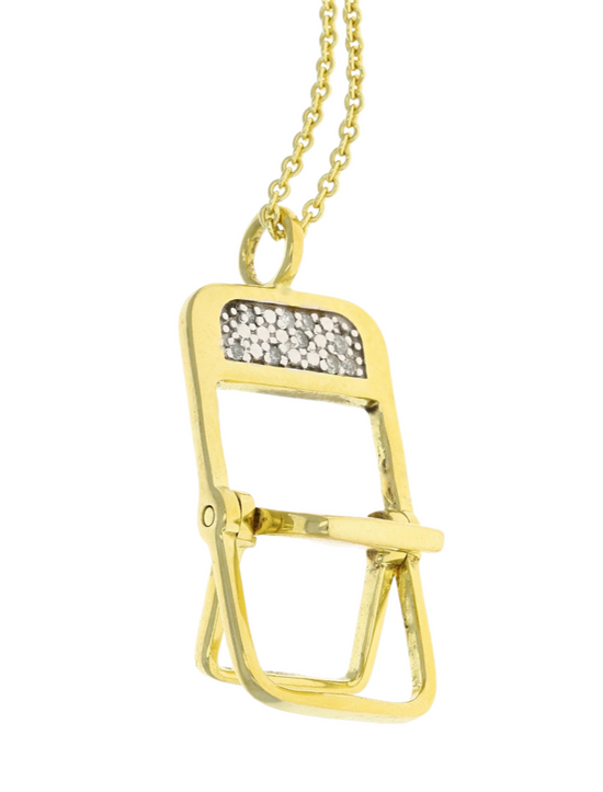 Load image into Gallery viewer, Take A Seat gold-plated Chair necklace by Pavé The Way® Jewelry
