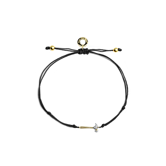 Hammer Home Your Message gold-plated Hammer black silk cord wish bracelet by Pavé The Way® Jewelry