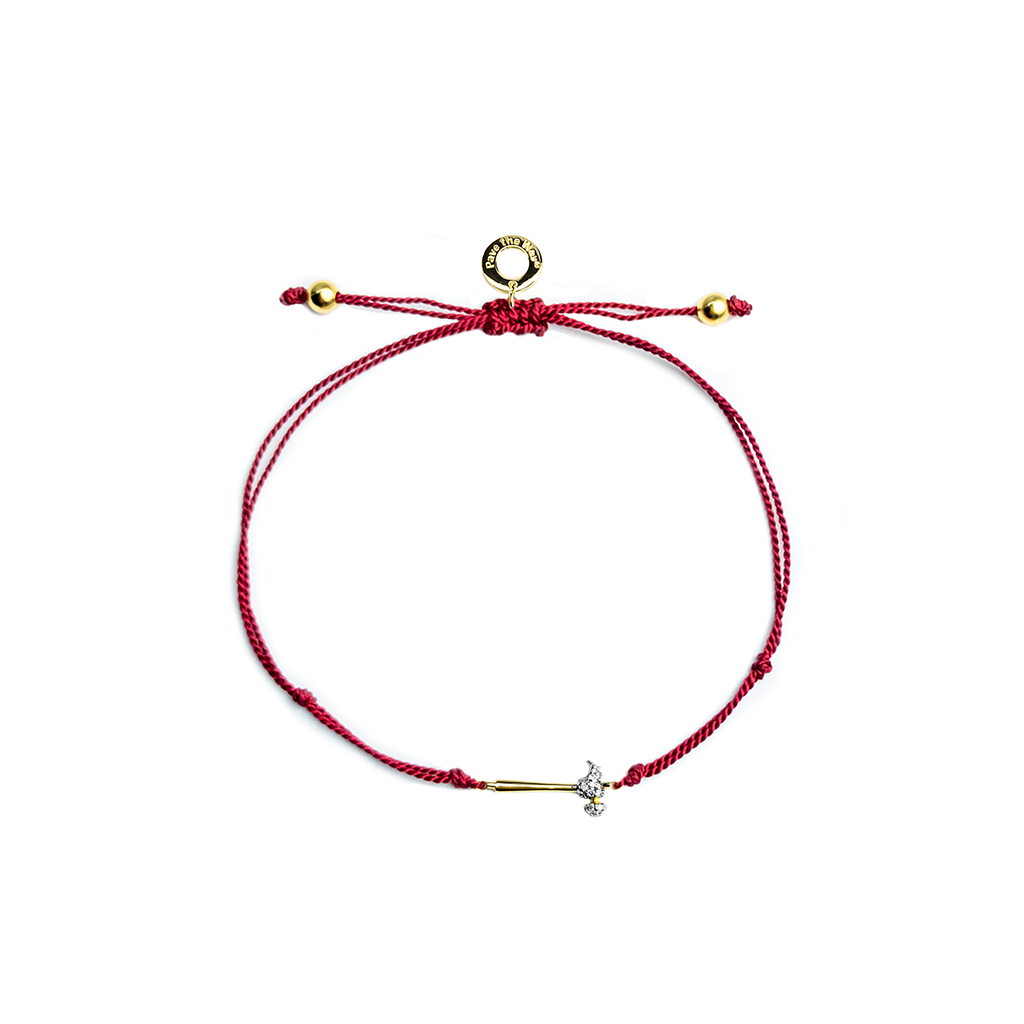 Load image into Gallery viewer, Hammer Home Your Message gold-plated Hammer red silk cord wish bracelet by Pavé The Way® Jewelry
