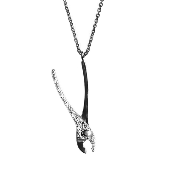 Load image into Gallery viewer, Get A Grip black rhodium Pliers necklace by Pavé The Way® Jewelry

