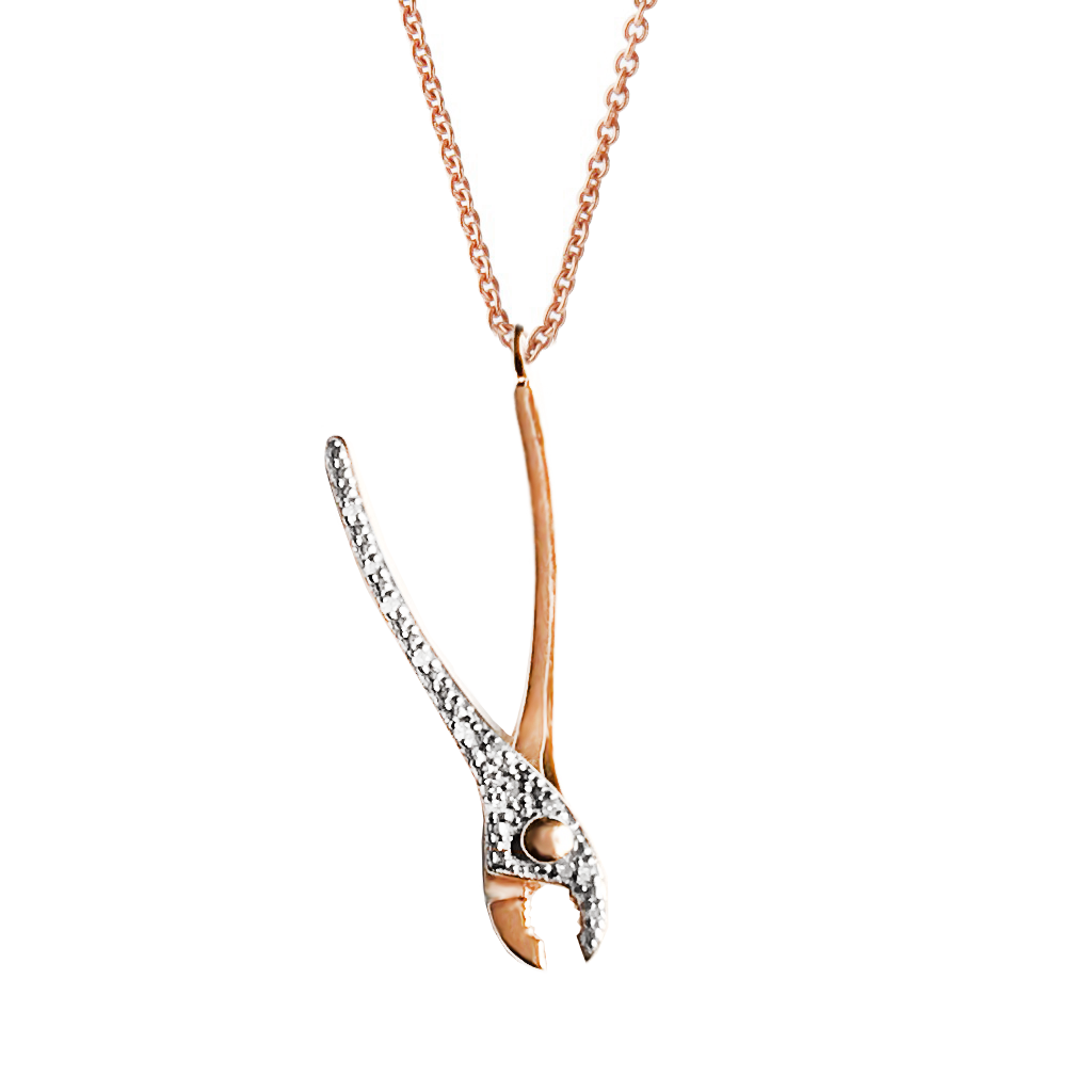 Get A Grip rose gold-plated Pliers necklace by Pavé The Way® Jewelry