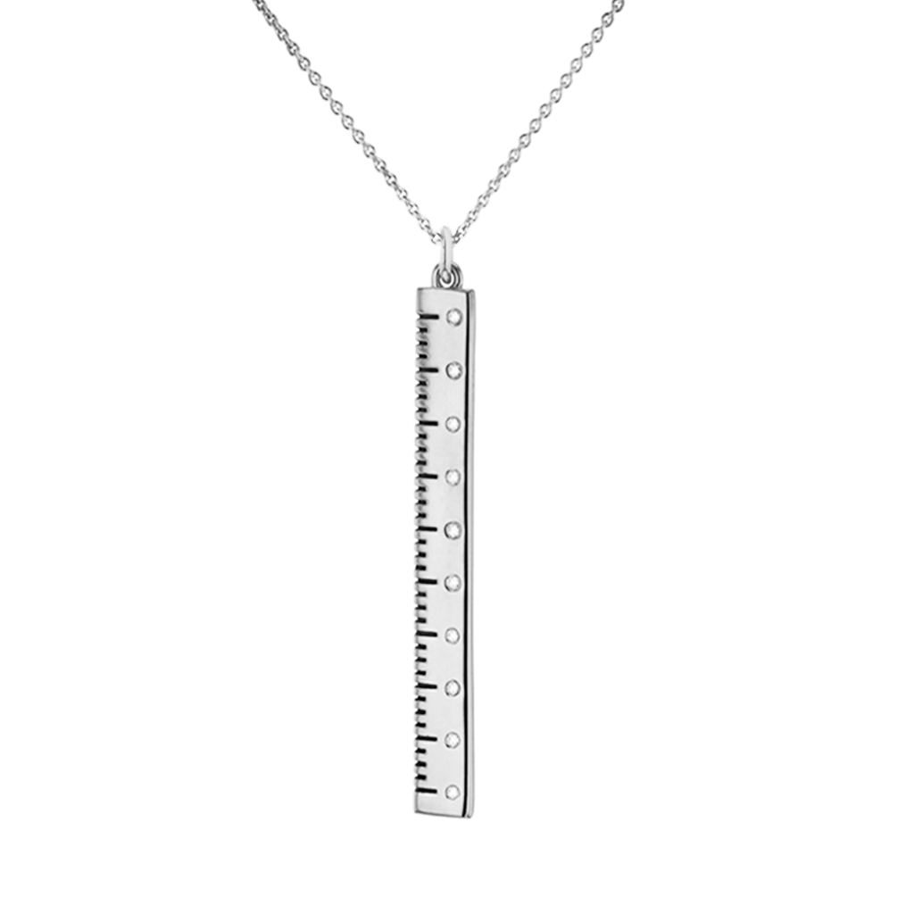 Load image into Gallery viewer, Break The Rules silver Ruler necklace by Pavé The Way® Jewelry
