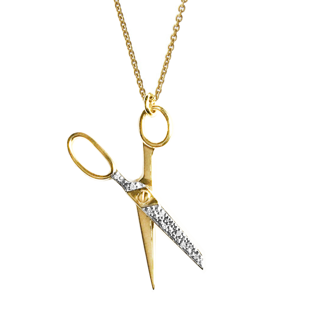 Cut Out Stereotypes gold-plated Scissor necklace by Pavé The Way® Jewelry