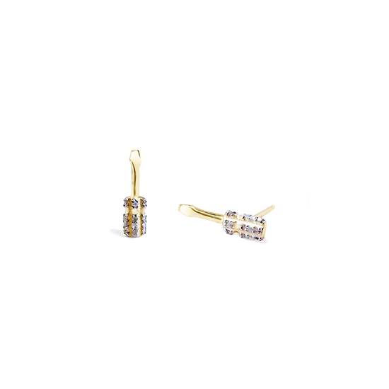Grace With Grip gold-plated Screwdriver stud earrings by Pavé The Way® Jewelry