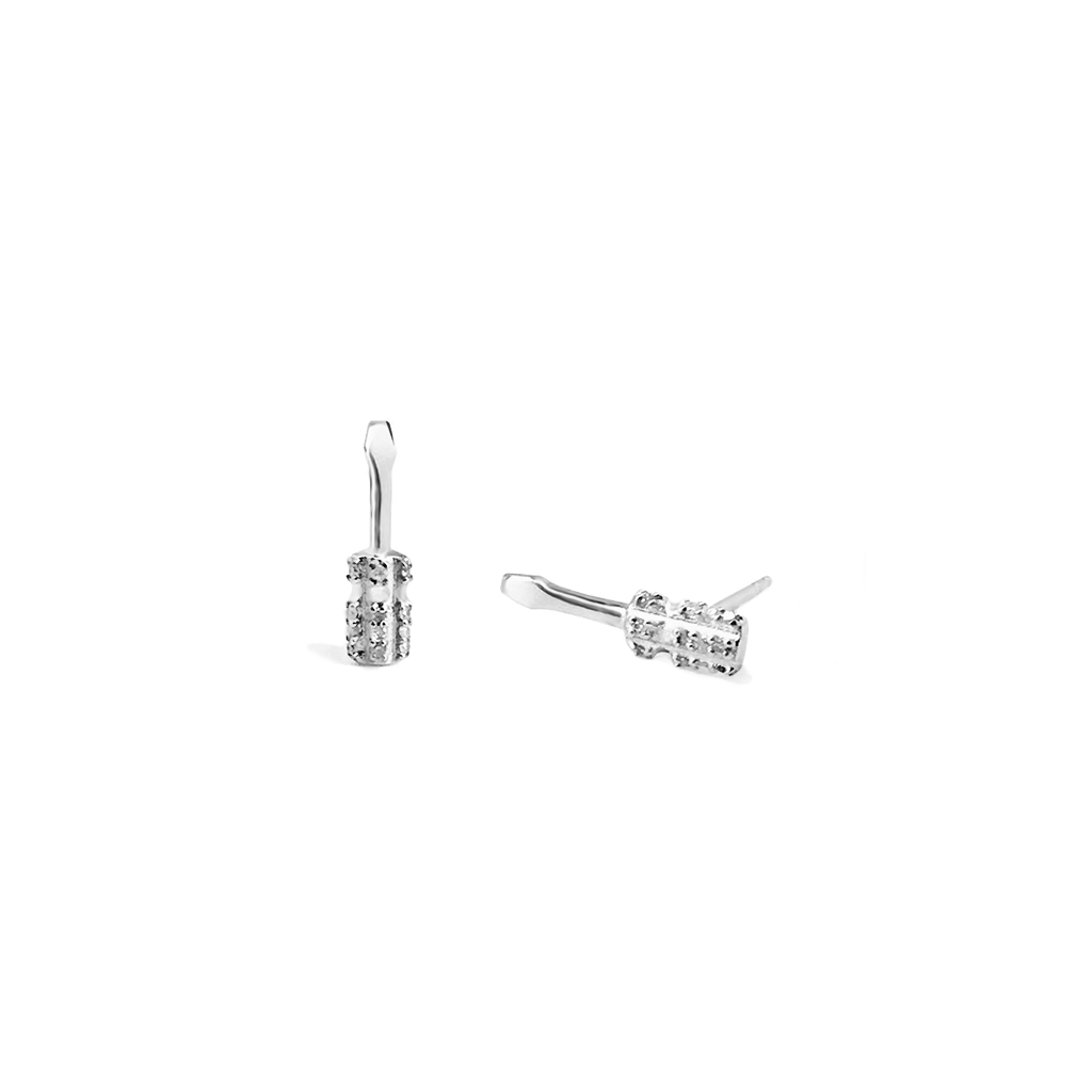 Grace With Grip gold-plated Screwdriver stud earrings by Pavé The Way® Jewelry