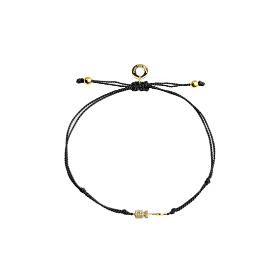Grace With Grip gold-plated Screwdriver on black silk cord wish bracelet by Pavé The Way® Jewelry