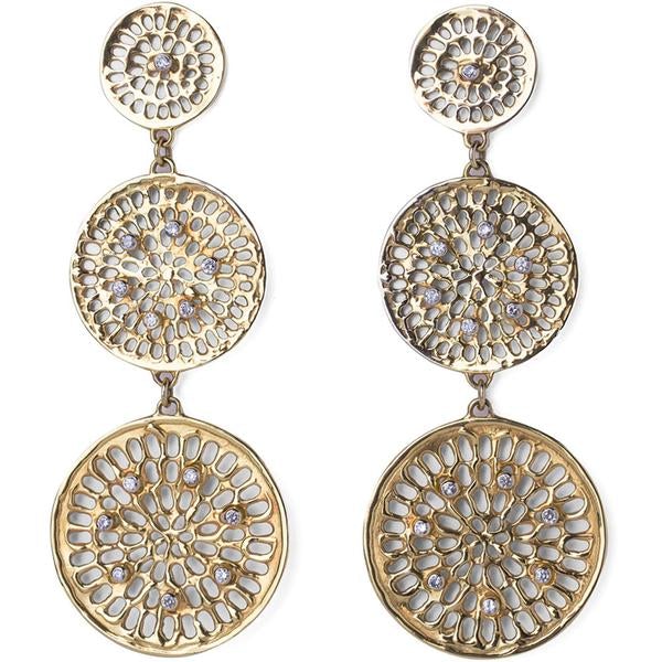 Diamond Triple Pinwheel Earrings