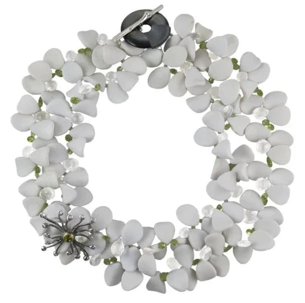 Peridot &amp; White Petal Necklace