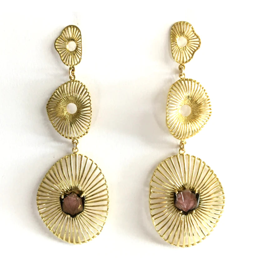 Roomi Earrings with Tourmaline Tulips