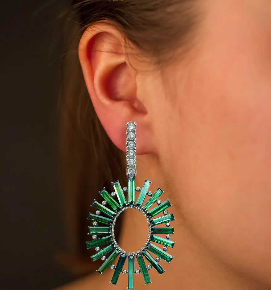 Load image into Gallery viewer, Madison Earrings with Detachable Diamond &amp;amp; Tourmaline Drops
