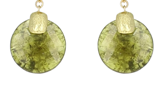Load image into Gallery viewer, Gold &amp;amp; Moldavite Earring Drops
