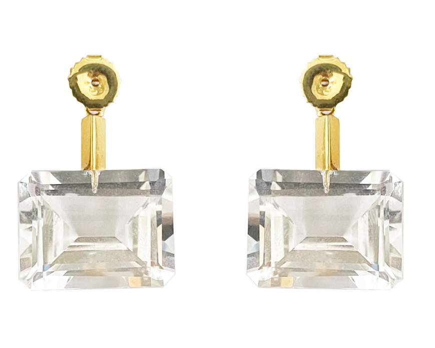 Horizontal White Topaz Earring Backs