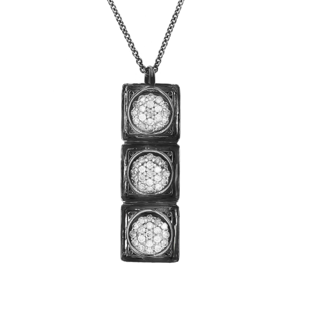 Load image into Gallery viewer, Brighten The Future black-rhodium and diamond Traffic Light necklace by Pavé The Way® Jewelry
