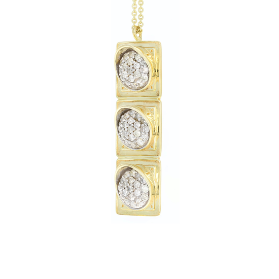 Load image into Gallery viewer, Side view of Brighten The Future gold-plated and diamond Traffic Light necklace by Pavé The Way® Jewelry 
