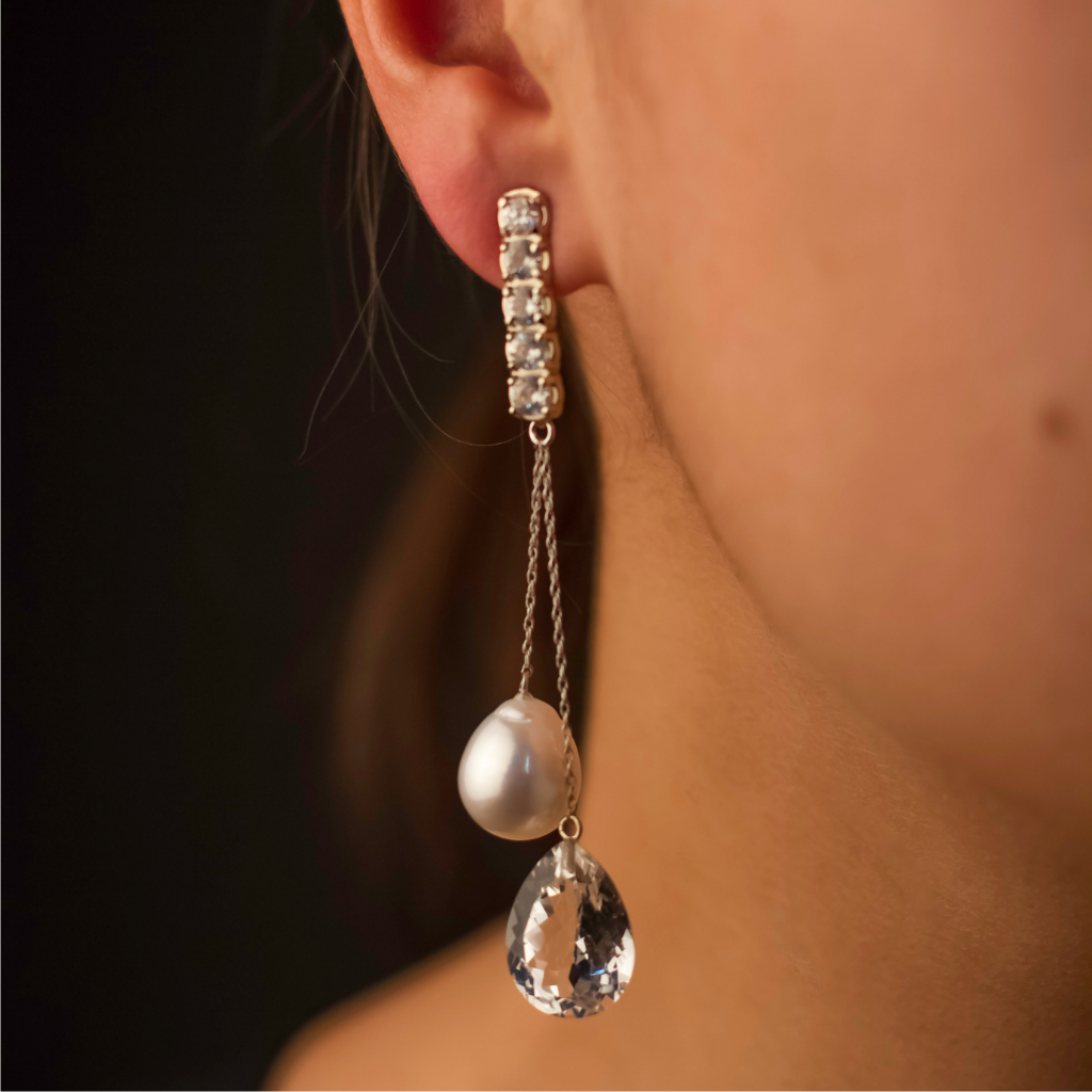 Madison Earrings with Detachable White Topaz Drops