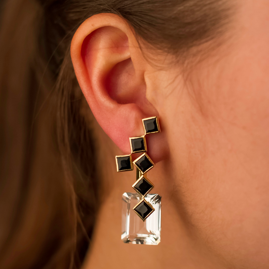 57th Street Earrings with Detachable Stone Drops