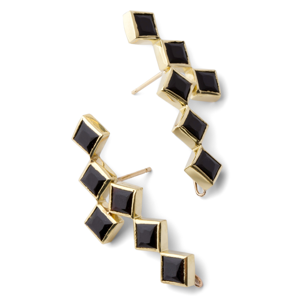 Load image into Gallery viewer, Onyx Crosswalk Earrings
