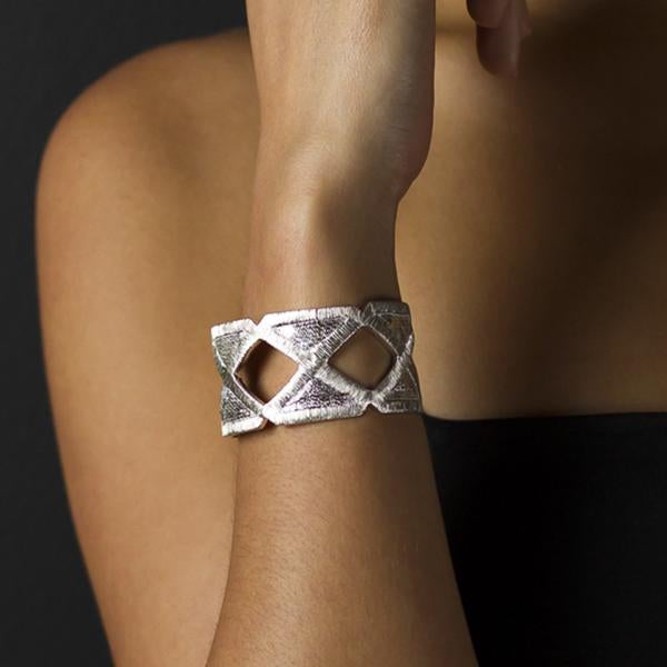 Noemi Silver Diamante Layered Cuff Bracelet – Club L London - USA